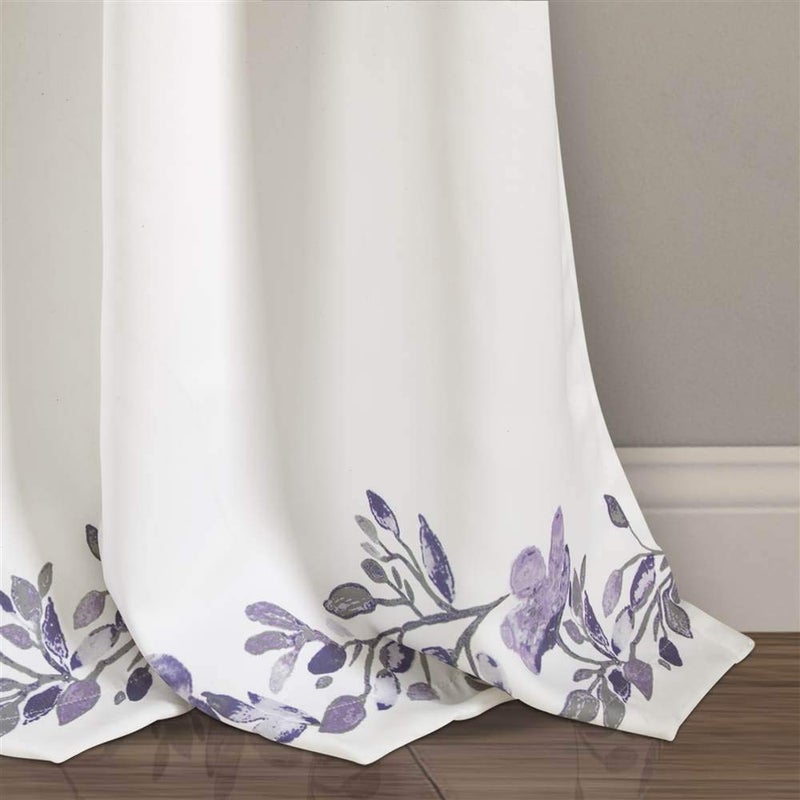 Lush Decor Tanisha Curtains - Light Filtering Window Panel Set, Pair - Floral Vine Print, Beautiful, Modern, Elegant Home Decor - 52" W x 95" L, Purple & Gray - Image 5